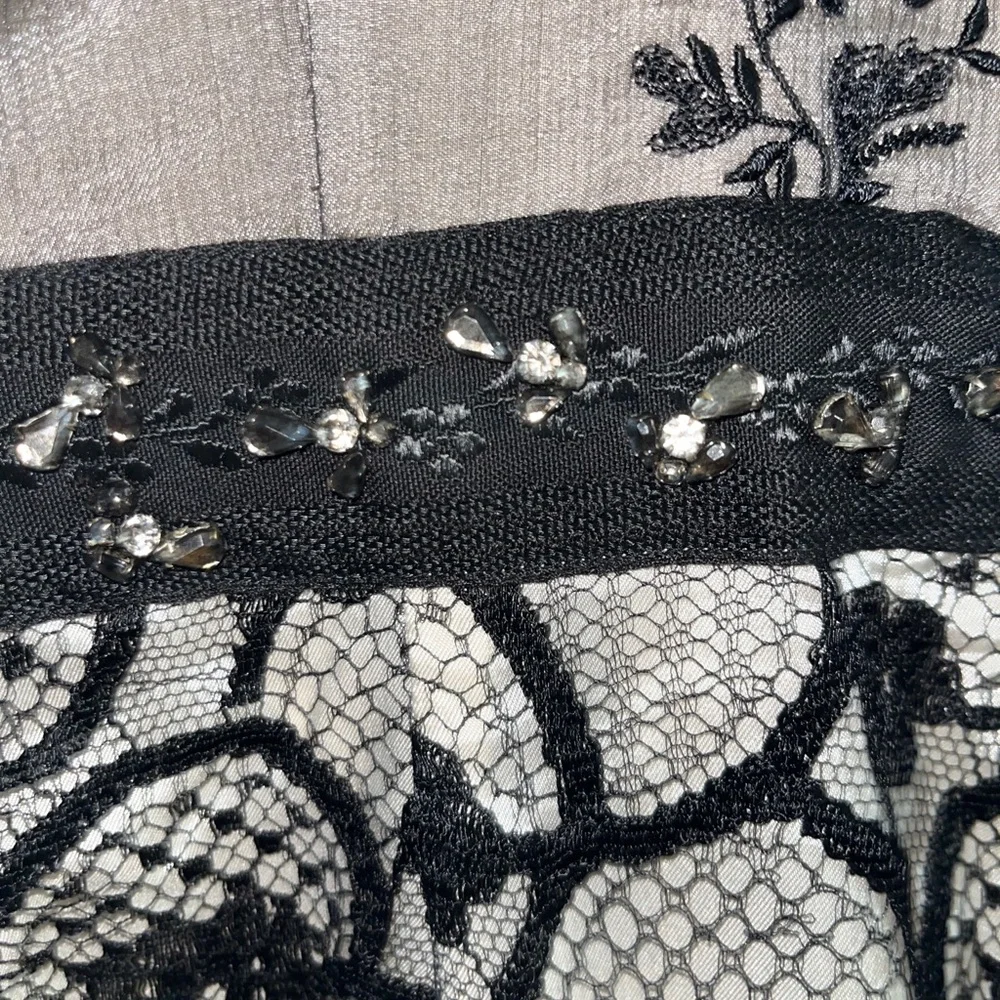 Alessandro Dell'Acqua Dress Black Ivory Lace Strapless Above Knee 44 Womens NWT - Picture 10 of 12